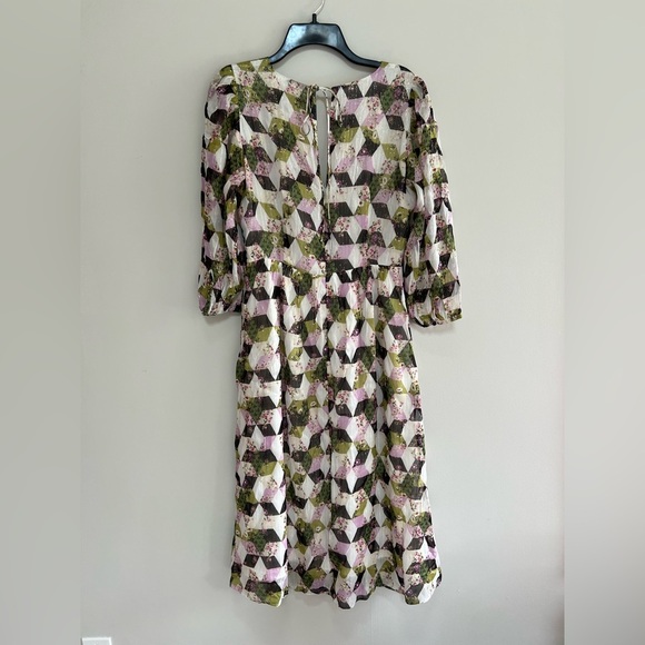 NWT J. Crew Lurex® Metallic Threads Chiffon Midi in Patchwork Print,  size 2 - Picture 3 of 12